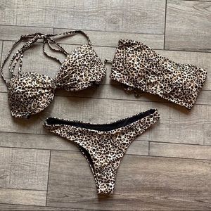 3 Piece Leopard Bikini Set Large